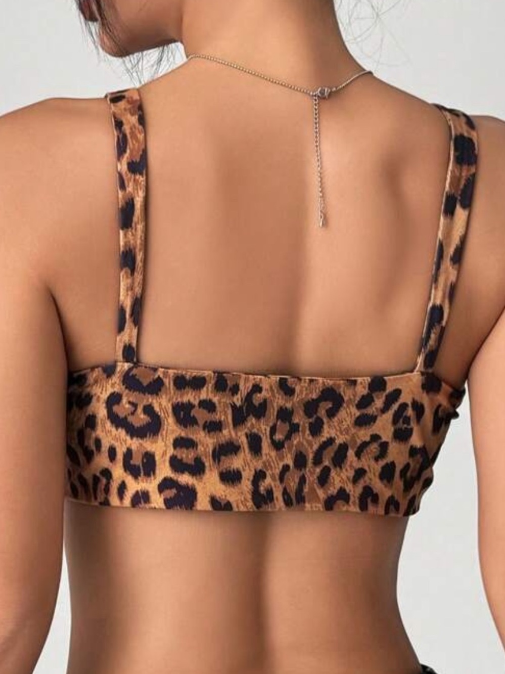 Leopard Print Scoop Neck Bralette - Brown/Black - Picture 5 of 6